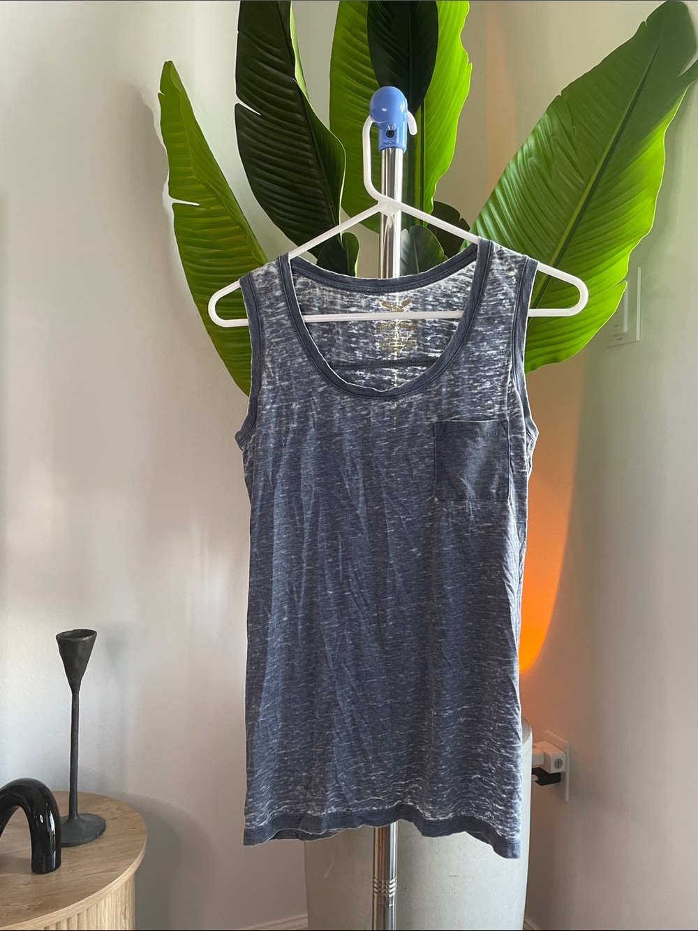 Faded Glory Heathered Navy Pocket Tank